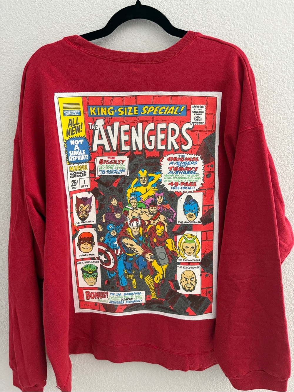Upcycled Red AVENGERS Crewneck Sweatshirt